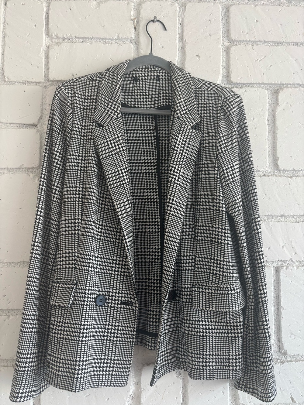 Classic Black & White Plaid Women's Blazer